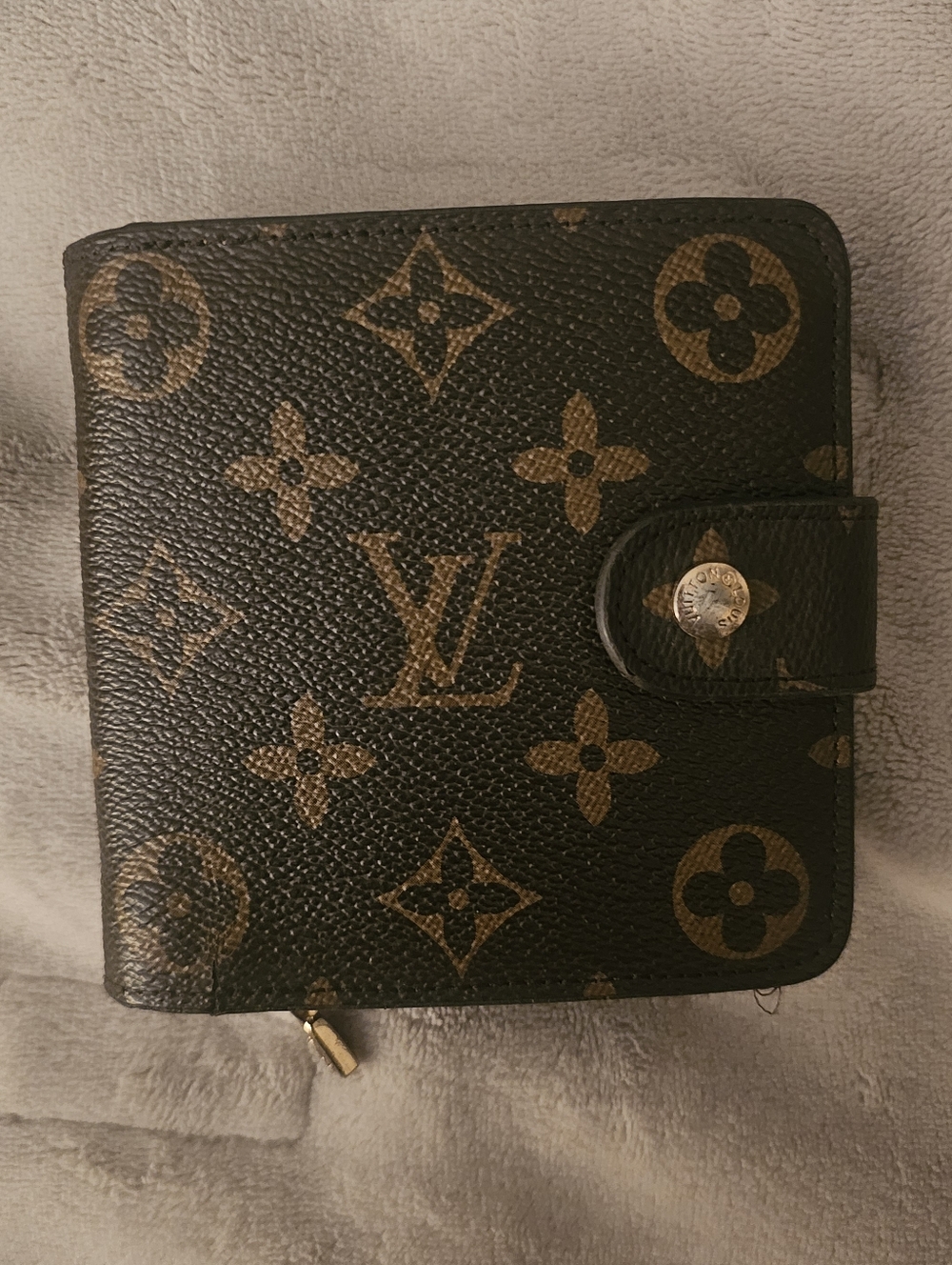 Louis Vuitton Monogram Canvas Compact Wallet in Brown and Gold